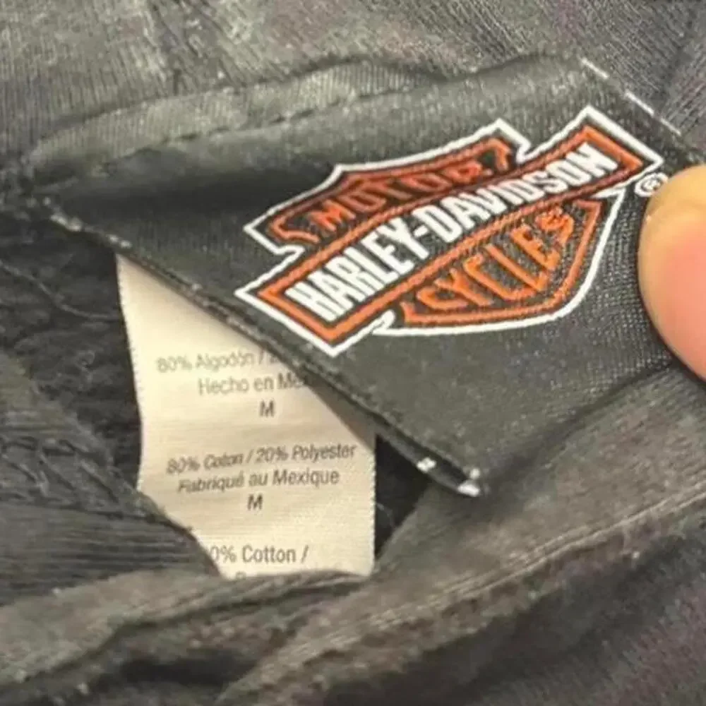 Harley Davidson Saddleback Logan UT Hoodie Y2K Spell Out Pullover Black Medium